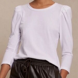 A.L.C. Karlie Puff Sleeve Tee Shirt Top Scoop Neck Cotton White XS